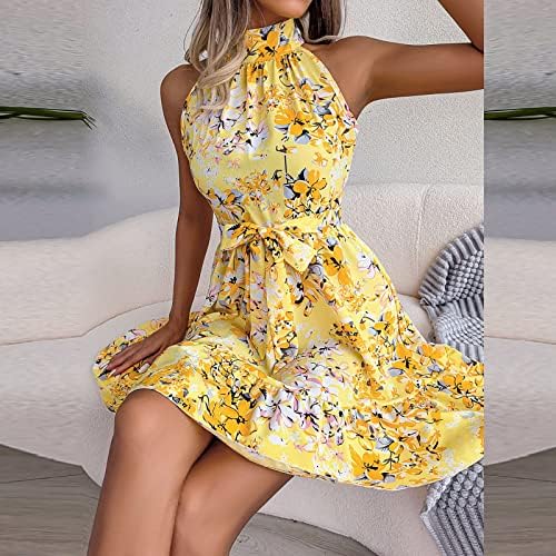 Женски моден пролет/летен стил чипка со цветен фустан со флоци