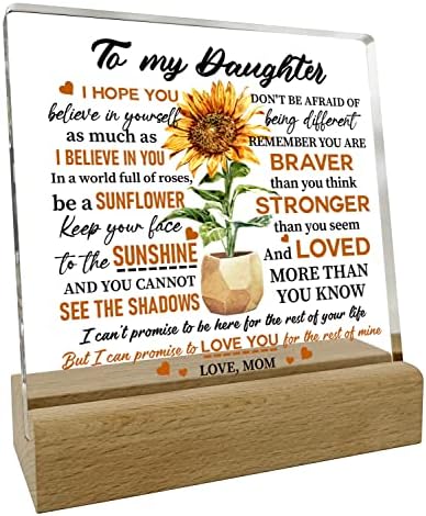 На мојата ќерка чува, подароци за ќерки од мајка, чист декоративен знак за акрилична маса, подарок за акрилна биро за плакета, Денот на мајката