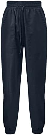 Panенски памучни постелнини панталони за влечење на еластични џебови од половината, високи лесни лабави панталони на дното