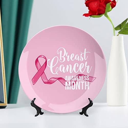 Свесност за рак на розови дојка, со фото коска Кина, декоративна чинија, личност керамичка вечера чинија занаети за жени мажи подароци