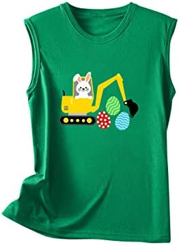 Велигденска кошула жени маица Велигденски зајаче симпатична зајак графички мета за одмор без ракави на ракави без ракави