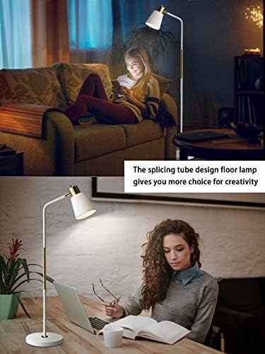 Под ламба, индустриски подни ламби за дневни соби и спални соби - ламба за читање на рустикална куќа - стои, прилагодливи метални глави во затворен простор за осветл?