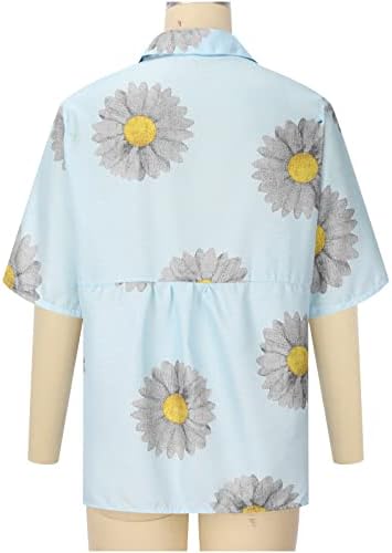 Bluzeените на блуза есен лето 2023 година Облека Краток ракав Графичко копче надолу до дневна блуза за дами 32 32