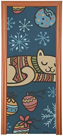 Влез на вратата Декорација симпатична Божиќни мачки топли џемпери Беспрекорни врати Декорации Издржани ткаенини за покривање на
