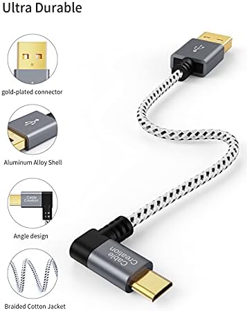 CableCreation [2-пакет десен агол микро USB 2.0 плетенка кабел, вертикално десно USB 2.0 на 90 степени, машко до микро USB машко