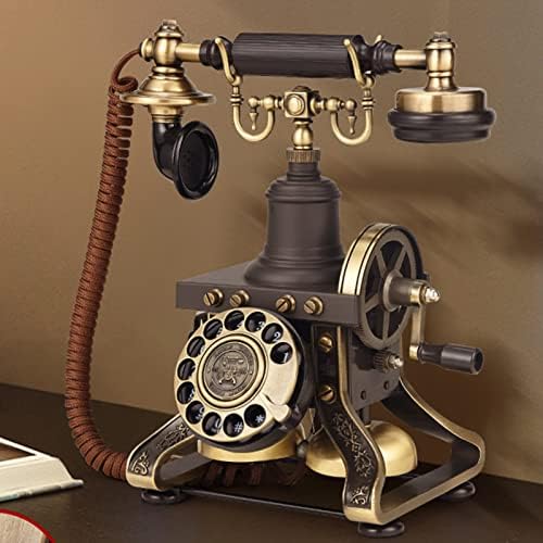 Антички телефон, ретро гроздобер бирање на фиксни телефонски телефон, стар моден телефон со прилагодлив волумен, стабилен и издржлив телефон за