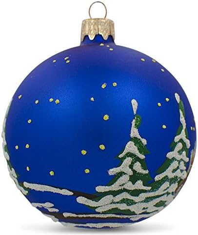 Сцена на Рождество, украински стаклен топка Божиќен украс 3,25 инчи