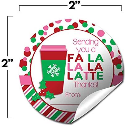 FA LA LA LA LATTE Божиќно кафе за Божиќ, Ви благодариме на налепници за девојчиња, налепници од 40 2 партии од Амандакрејт, одлично за