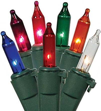 Викерман 100 повеќебојни случајни мини светло на зелена жица, 33 'Божиќно светло влакно