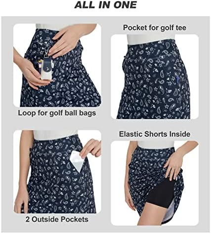 Алвон скромни здолништа за голф за жени со џебови шорцеви Скортс здолништа Обични тенис Скортс спортови со високи еластично трчање со
