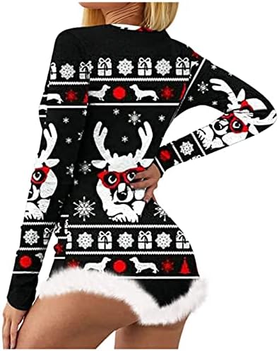 Божиќ секси ромпер пижами жени без грб v врат со долг ракав, каросерија за каросерии, шорцеви со шорцеви, пакувања 1 парче пижами
