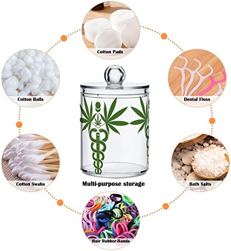 Yyzzh марихуана канабис коноп лист зелена змија Медицинска икона 4 пакет QTIP држач за држач за памук за памук, пакувања со топка од