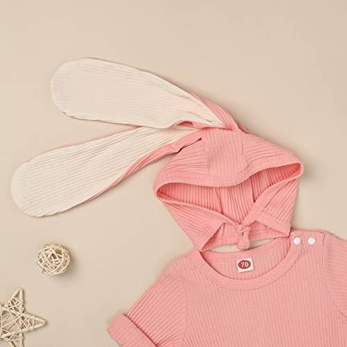 Кафирен Велигденска облека Подароци за девојче девојче слатко новороденче ромпер со 3Д зајаче уво капа и чорапи облеки за момчиња