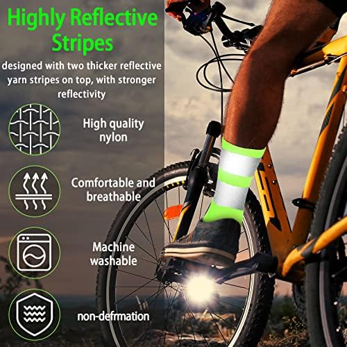 Гигксин 4 Пара Висок Рефлектирачки Велосипедски Чорап Ноќна Безбедност Опрема За Трчање Трчање Велосипедски Чорапи Чорапи За Компресија