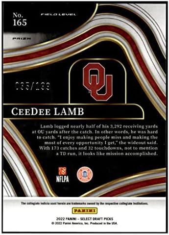 Ceedee Lamb 2022 Panini Изберете нацрт-избор /199 RWB PRIZM 165 Ниво на поле NM+ -MT+ NFL фудбал