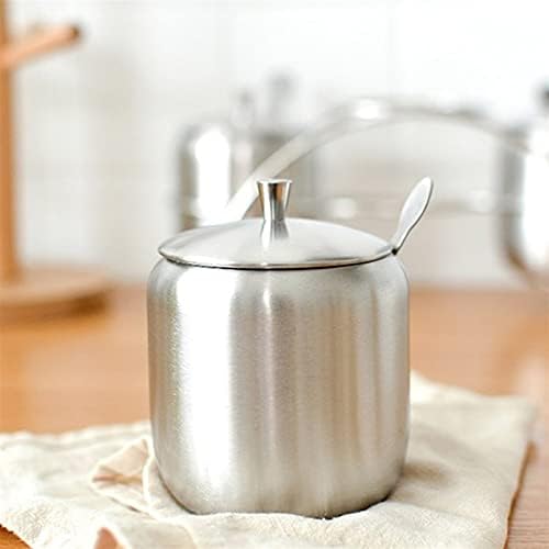 Зачинета тегла од не'рѓосувачки челик Трајно сребро кафе контејнер мал со капаци за складирање на лажица кујна кујна шеќер сад