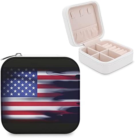 Америка Знаме Патување Накит Кутија Печатење Кутија За Складирање За Ѓердан Обетка Прстени Искра
