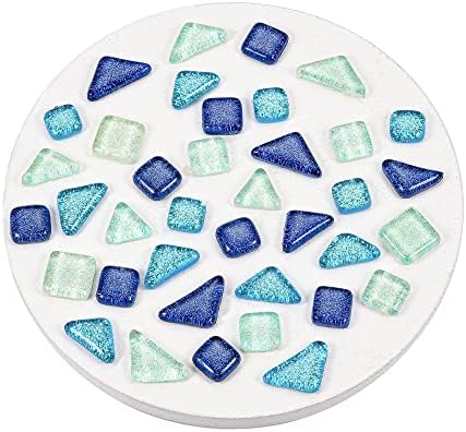 Kitmose 200g мозаични плочки сјајно кристално обоено стакло мозаик парчиња мисирки сини разновидни стаклени парчиња за уметнички