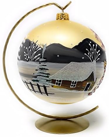 Божиќен украс на полска галерија, планинско село опкружено со снег, разнесена стаклена топка 5-инчен
