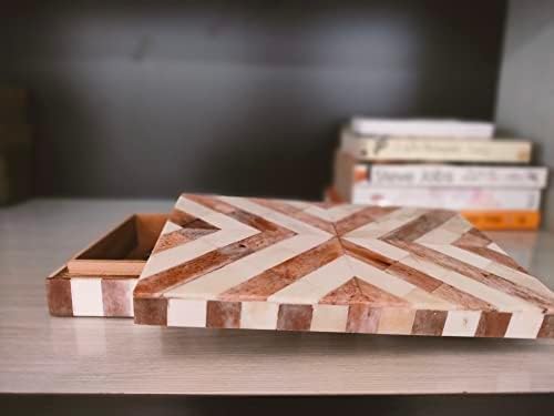 Колекционерски дизајн Шеврон Дизајн Рачно изработена природна кутија за складирање на коски, повеќенаменски правоаголник за подароци, за
