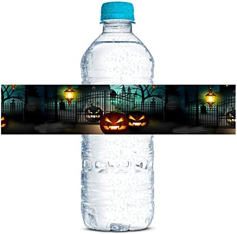 Гробишта со плашлив Jackек О 'Фенери со тематски водоќни на вештерките налепници за вода за вода, 20 1,75 x 8,5 се завиткаат околу етикетите