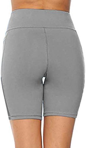 Women'sенски сплице со висока половината за брзо сушење на јога-шорцеви за контрола на абдомен