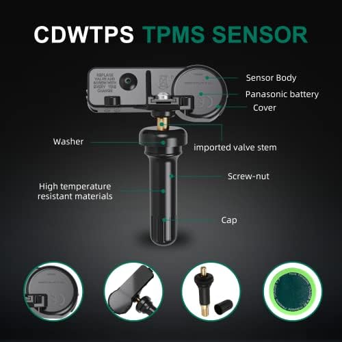 CDWTPS TPMS сензор, 433MHz Систем за монитор на притисок во гумите 4-пакет за 2006-2010 Крајслер | Dodge | Epип го заменува 56029481AB 56029359AB,