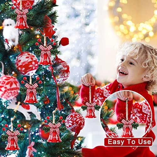 24 Парчиња Црвени Божиќни Ѕвона Верувајте Украси За Новогодишна Елка Метални Рустикални Украси За Ѕвона Божиќни Висечки Ѕвона Приврзок