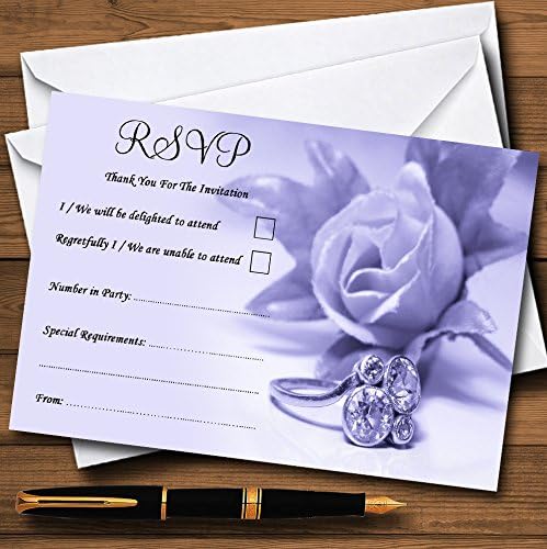 Јоргованот И Виолетова Роза Прстен Персонализирани RSVP Картички