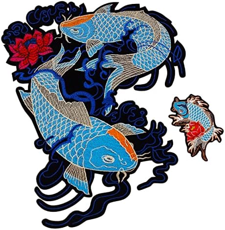 Јапонска сина кои риба мали и големи везени закрпи за јакна и елек