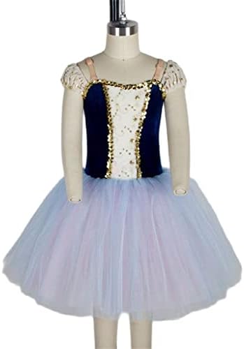 Ccbuy темно сино кадифено балет балет туту романтичен танц костум жени балетски костуми балерина танцување туту фустан