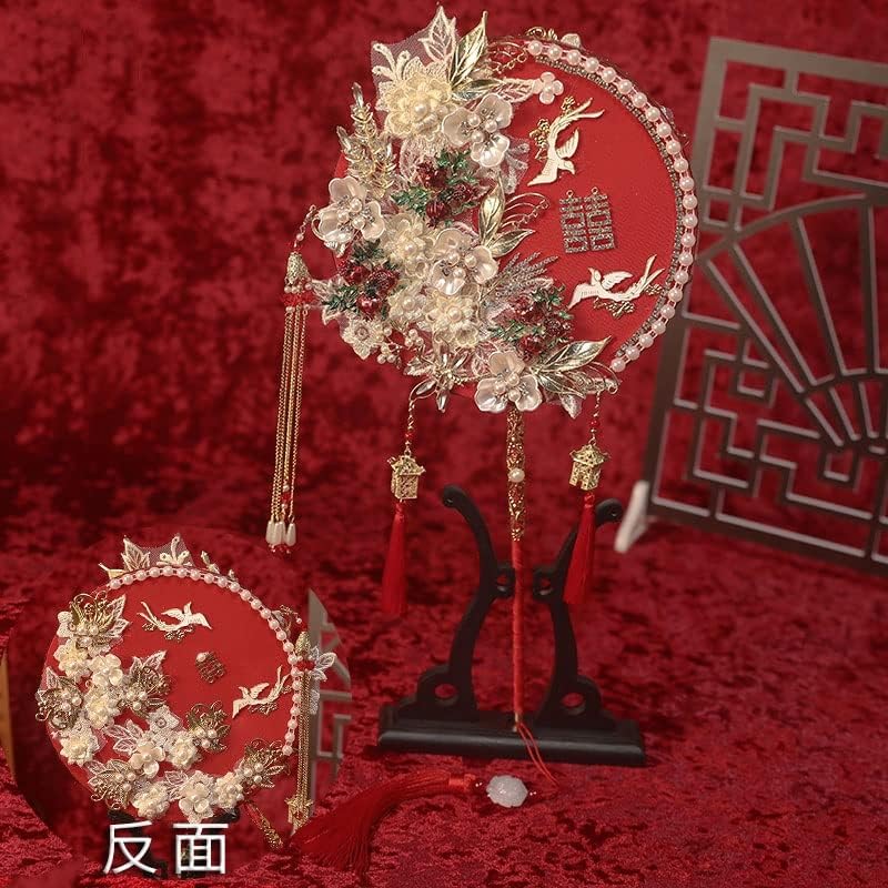 SXDS Гроздобер Кинески Декативен Свадба Фанови Традиционалните Рака Фанови Црвена Ресел Шупливи Невестата Фанови Свадба Предлог Орнаменти