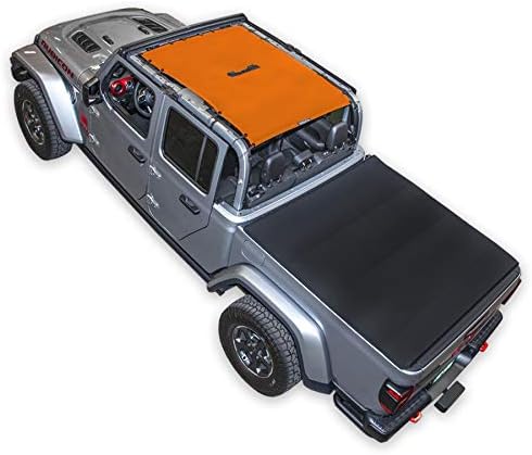 SpiderWebshade компатибилен со Jeep Gladiator Mesh Shade Top Sunshade UV Adportory USA Направен за вашиот JT 4 врати во црно