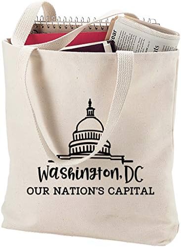 Задебелени точки торби Вашингтон, Главниот капитал на нашата нација, споменици на белата куќа природно платно торба за тота, смешен
