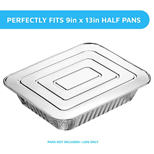 Монтопак со половина големина на алуминиумска фолија | [50 пакет] | Совршено вклопување за тави за печење 9x13 | Премиум квалитет за печење и угостителство | Капаци за по