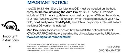 OWC 240 GB Aura Pro X2 SSD надградба компатибилен со Mac Pro, надградба на блиц со високи перформанси NVME, вклучувајќи алатки и загревање