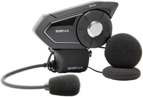 Sena 30K моторцикл Bluetooth Слушалници за мрежни мрежи со HD звучници, двојно пакување, црно