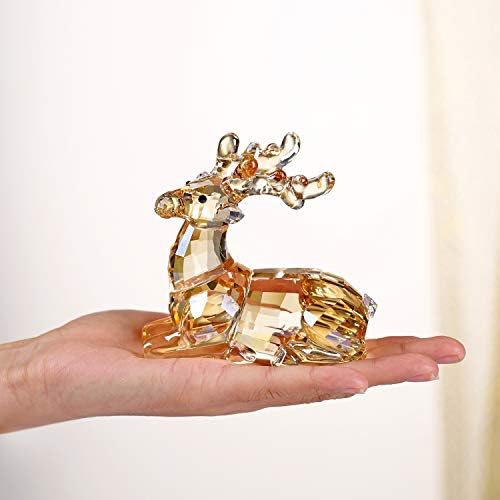Dojoz кристални елени животни Прекрасни елегантни занаетчиски украси за домашни украси Божиќни колекционерски роденденски подароци