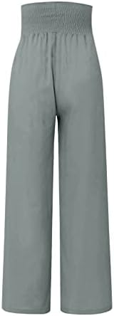 Панталони од iaqnaocc за жени, удобни широки нозе удобни панталони со високи половини со џебови