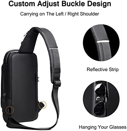 ФАНДАР Анти-кражба на прашкасти торби деловни мажи торбички торбички торбички со USB полнење водоотпорен мал ранец за пешачење