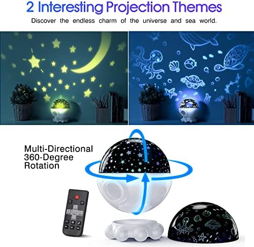 Океан Ноќ Светлина Проектор За Деца, Октопод Декор Играчки за 3-8 Годишни Момчиња, 3 во 1 Ѕвезда&засилувач;Месечината Проекција за 2-10 Годишниот