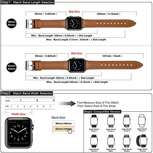 Гледајте ленти-кожа + силиконски ленти компатибилни со Apple Watch Band 38mm 40mm 41mm 42mm 44mm 45mm, прилагодливи спортски часовници