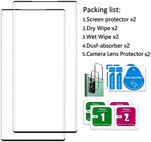Micger Galaxy Note 20 Заштитник На Екранот Que 2+2 Пакет € Со 2 Пакет Заштитник На Објективот На Фотоапаратот, Компатибилен Отпечаток Од Прст, Лесна Инсталација, 3d Стакло 9H Цврс?