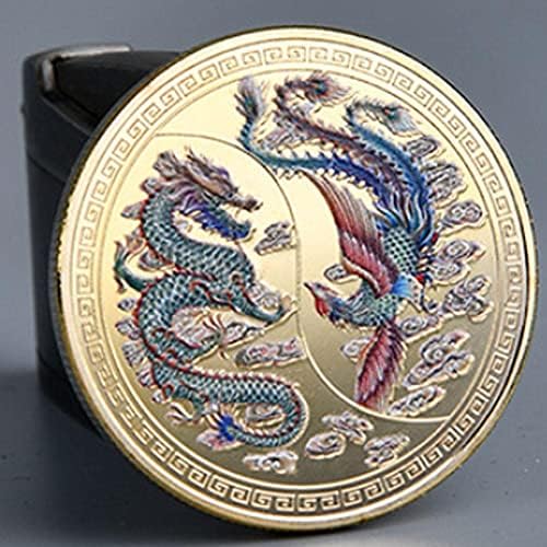 Lipfer 1pc Кинески среќа и феникс комеморативна монета Традиционална златна заштитна уметност колекционерска подарок