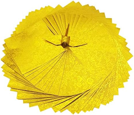 100 листови со хартија од оригами хартија пакет злато оригами хартиени кранови 6x6 инчи за виткање хартија, кранови на оригами, украсување