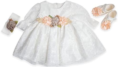 Каиопипи новорова девојче фустан Крштение крштевање извезено бел фустан фустан од чипка за бебе 0-3 фустан од новороденче девојче