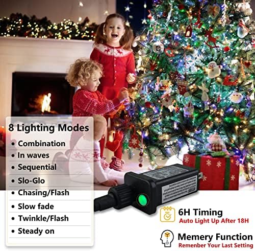 Niub5 светла за новогодишни елки -индури 480 LED 9,8ft x 16 капка Божиќни светла на отворено со 8 модели и мемориска функција и тајмер