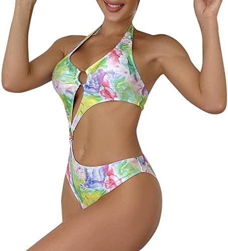 Yubnlvae за пливање за жени едно парче преголема контрола на стомакот без ракави за вратоврска 2023 летна плажа за одмор мода за пливање