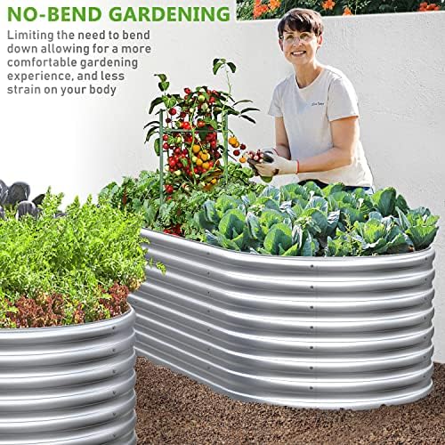 6x3x2ft Галванизиран подигнат градинарски кревет за зеленчук, отворена градина подигната кутија за пластери, кренати кревети