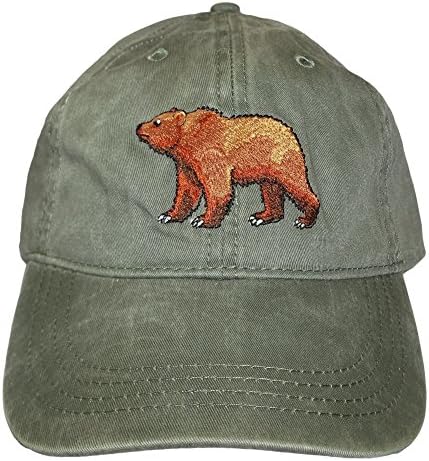 Еко носат везена гризли мечка диви животни бејзбол капа каки зелена